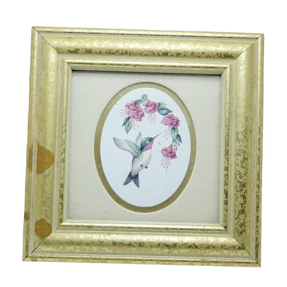 Vtg FEATHERED FRIENDS "RUBY THROATED HUMMINGBIRD"‎ HEARTFELT COLLECTION 4 X 4